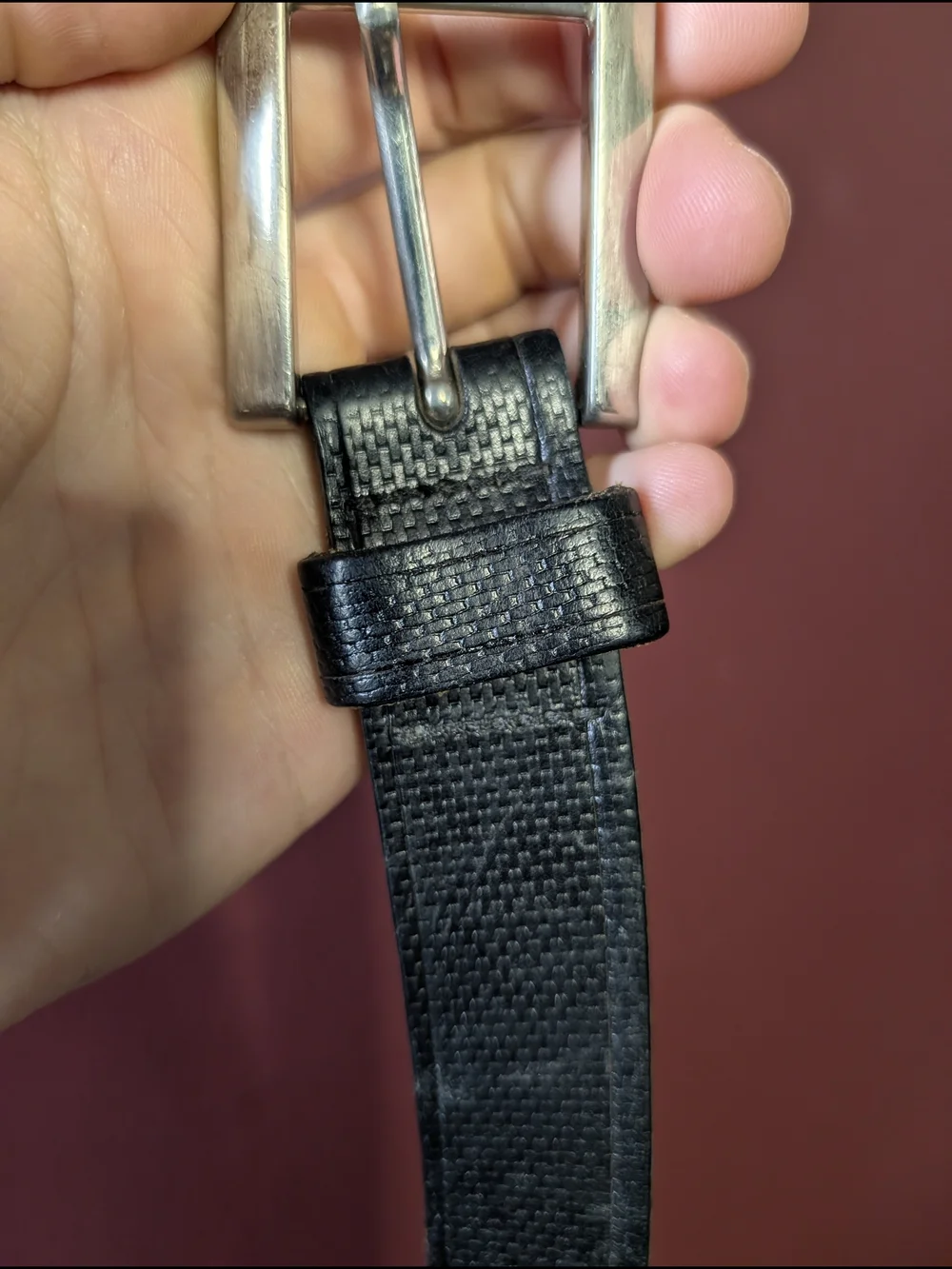 EUROMETAL Made In Italy Buckle With Black Textured Woven Leather MiUSA Strap 38